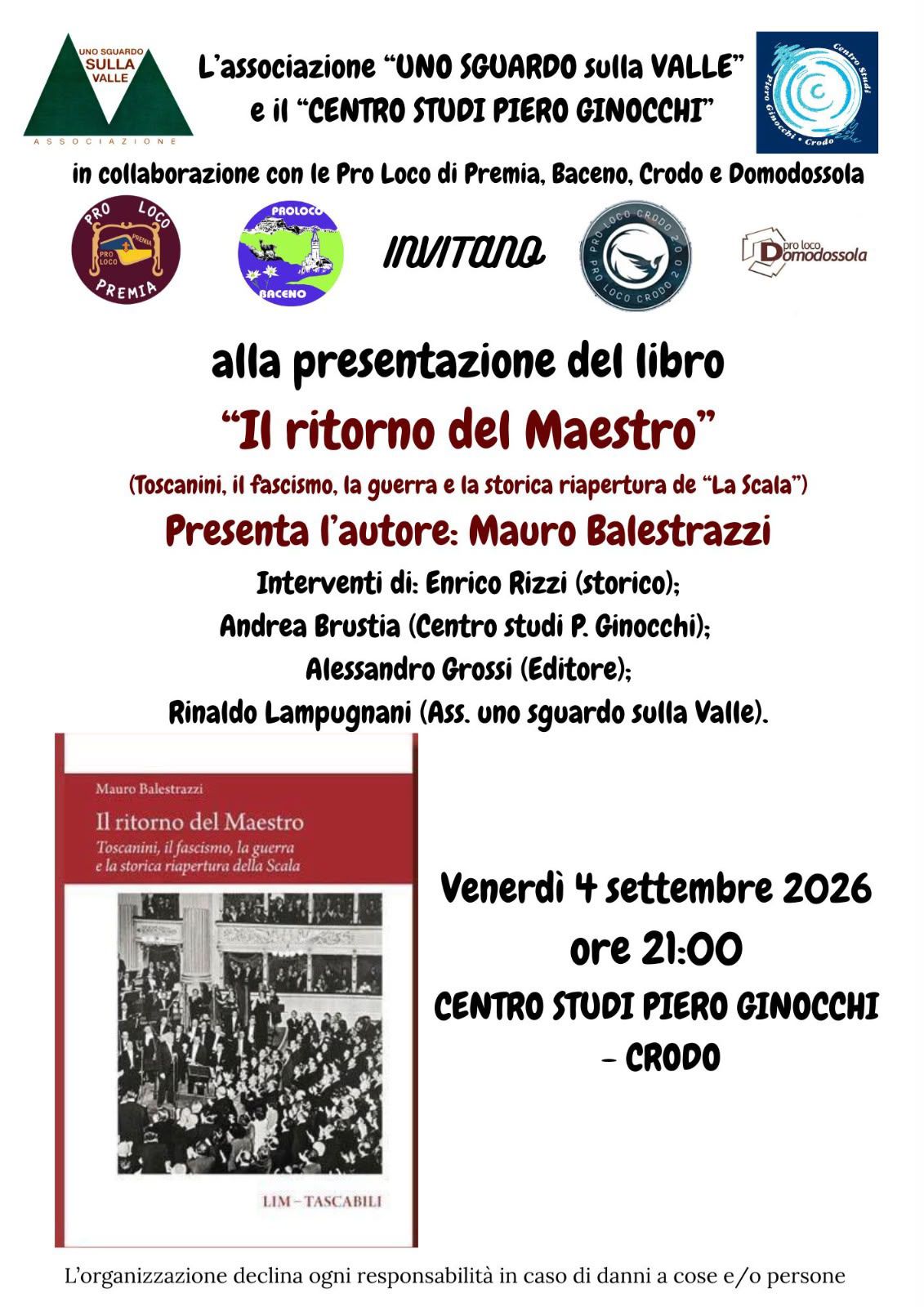 Locandina presentazione del libro "Il ritorno del Maestro"