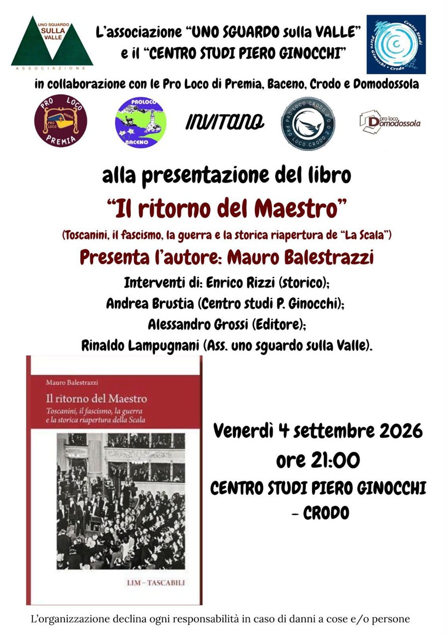 Locandina presentazione del libro "Il ritorno del Maestro"